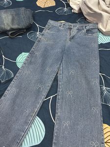 !!!ON SALE !!!Rhinstone Cute Bow Jeans