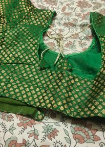 Elegant Green Brocade Blouse