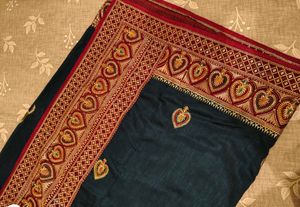 Elegant Embroidered Blue Saree