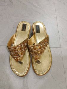 Gold Embellished Ethnic Flats 32 size