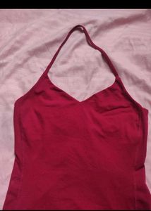 Maroon Halter Neck Tank Top