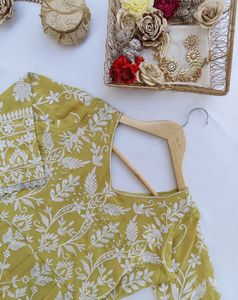 KTT Mustard Yellow Heavily Embroidered Peplum Shar