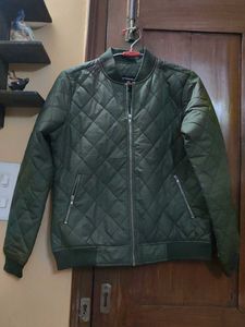 Olive Quilted Bomber Jacket