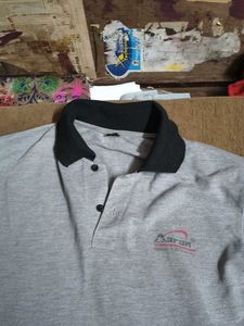 Gray Polo Shirt with Black Trim