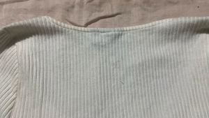 Cream Ribbed Long Sleeve Corset Top