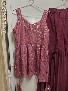Pink Sequin Top &amp; Sharara Set
