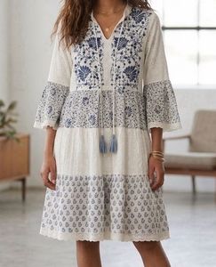 Bohemian Embroidered Tiered Dress