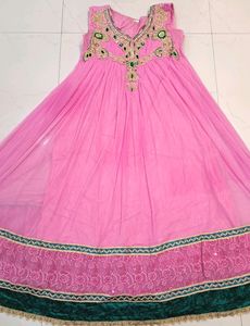 Fancy Net Velvet Anarkali Gown Set😍