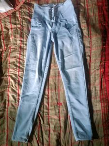 High Waisted Light Wash Denim Jeans