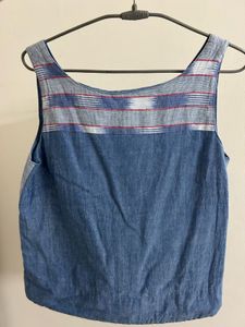 Blue Sleeveless Asymmetrical Top