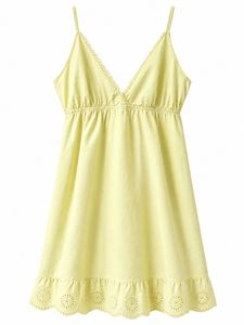 Yellow Sundress with Eyelet Hem