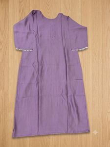 Elegant Purple Kurta with White Trim