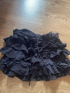 Black Ruffled Mini Skirt