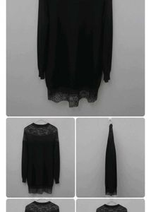 Black Lace Detail Long Sleeve Top