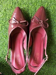 Stylish Maroon Bow Slingback Heels