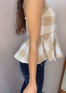 Chic Checked Peplum Cami Top