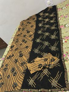 Black&amp;Brown Saree with Mirror Work