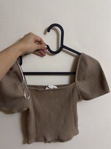 Ribbed Square Neck Crop Top