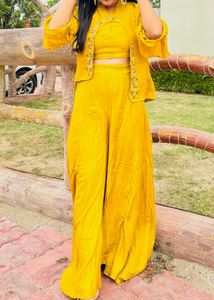 Mustard Embroidered Kurta Set