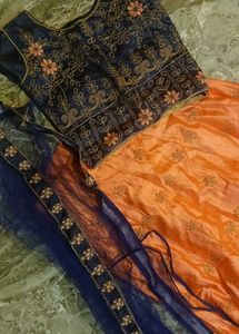 Beautiful Orange &amp; Navy Lehenga Choli Set