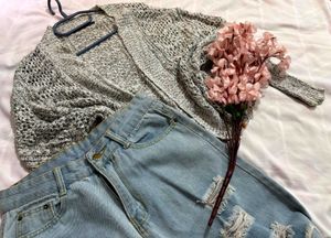 🎁Boho Gray Knit Cardigan R