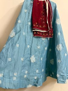 Blue Embroidered Lehenga Choli Set