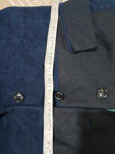 Men's Navy Blue Textured Blazer winter long korean