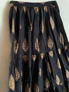 Black &amp; Gold Print Skirt/Lehega ❤️