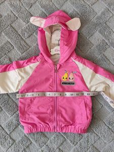 Cute Pink Hooded Jacket with Pear Applique
