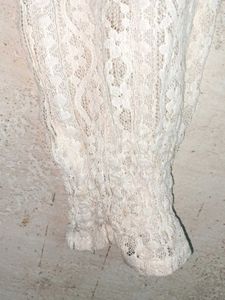 Elegant Lace Mock Neck Top Sheer