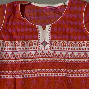 🌸XL Pink Printed Cotton Kurti🩷