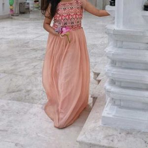 Elegant Peach Ethnic Gown