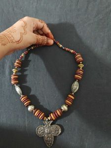 Boho Beaded Necklace with Pendant