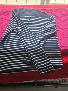 Navy &amp; White Striped Knit Sweater