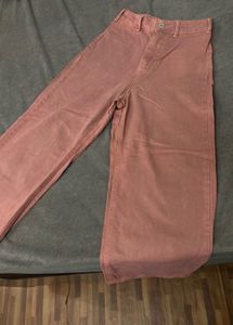 ZARA Dusty Pink Wide Leg Denim Jeans