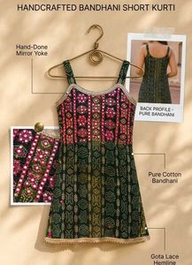 Vastralav Handcrafted Bandhani Short Kurti