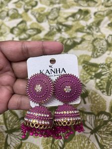 Beautiful Pink Jhumka Earrings