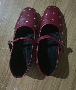 Red Mary Jane Flats