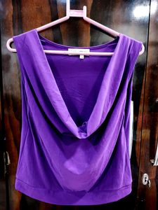 Purple Cowl Neck Sleeveless Top