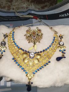 Blue Colour Necklace With Earrings Earrings And Mangalsutra Ka Pendant Combo Set Hai Very  😍❤️