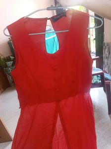 Trendy Red Cut Kurta