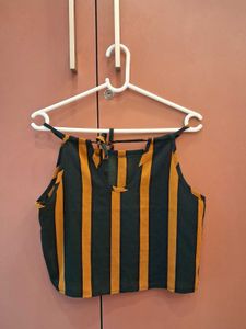 Green and Yellow Striped crop top
