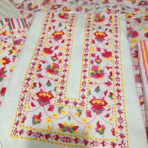 Flower Printed Cotton Suit