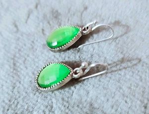 Green Teardrop Dangle Earrings