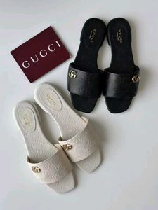 Gucci Embossed Slides - Cream