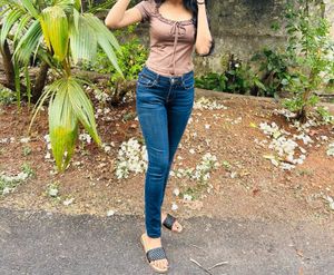 Brown Ruffle Top