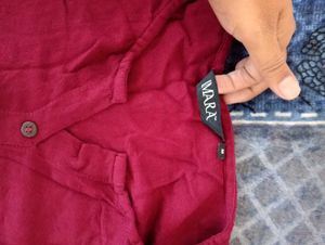 Maroon Button-Down Kurta