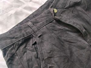 Black Flare Pants with Button Detail