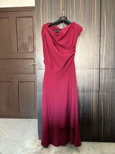 Elegant Wine Red Drape Dress