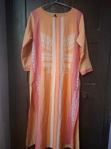 Stylish Peach Printed Kurta